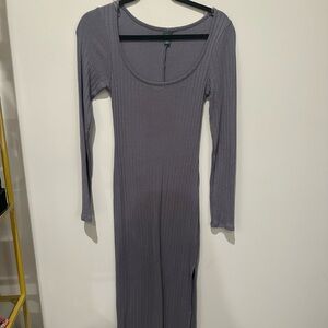 Wild Fable Ribbed Gray Long Sleeve Dress
